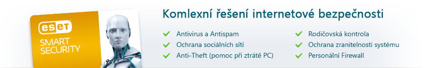 Komlexní antivirová ochrana ESET Smart Security